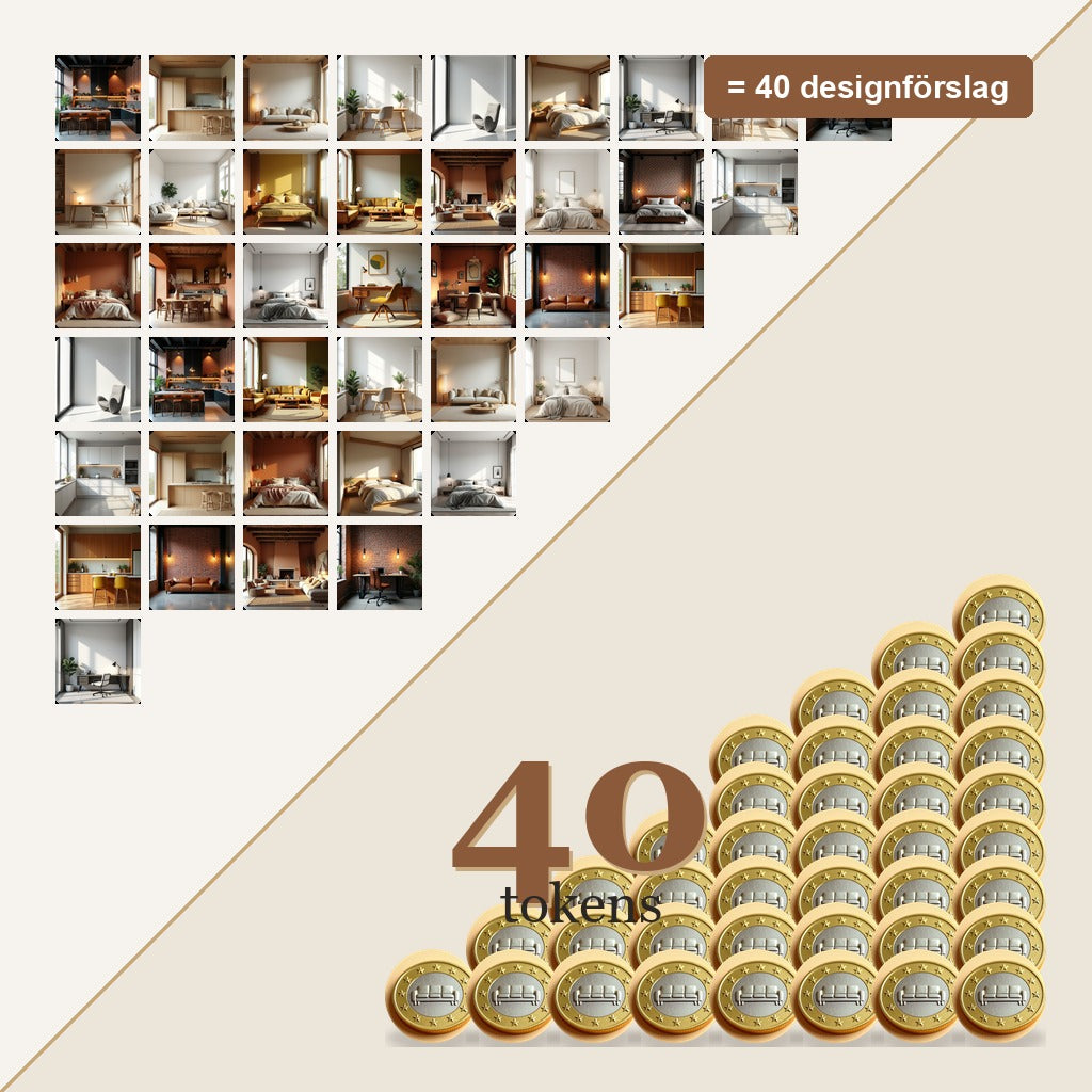 40 tokens = 40 designförslag